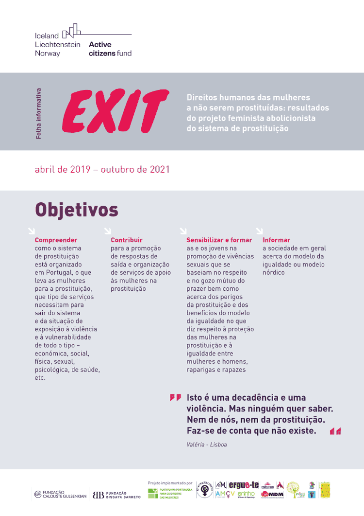 Folha informativa do Projeto Exit