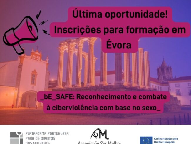 Última oportunidade! Inscrições | Formação sobre ciberviolência contra raparigas e mulheres em Évora